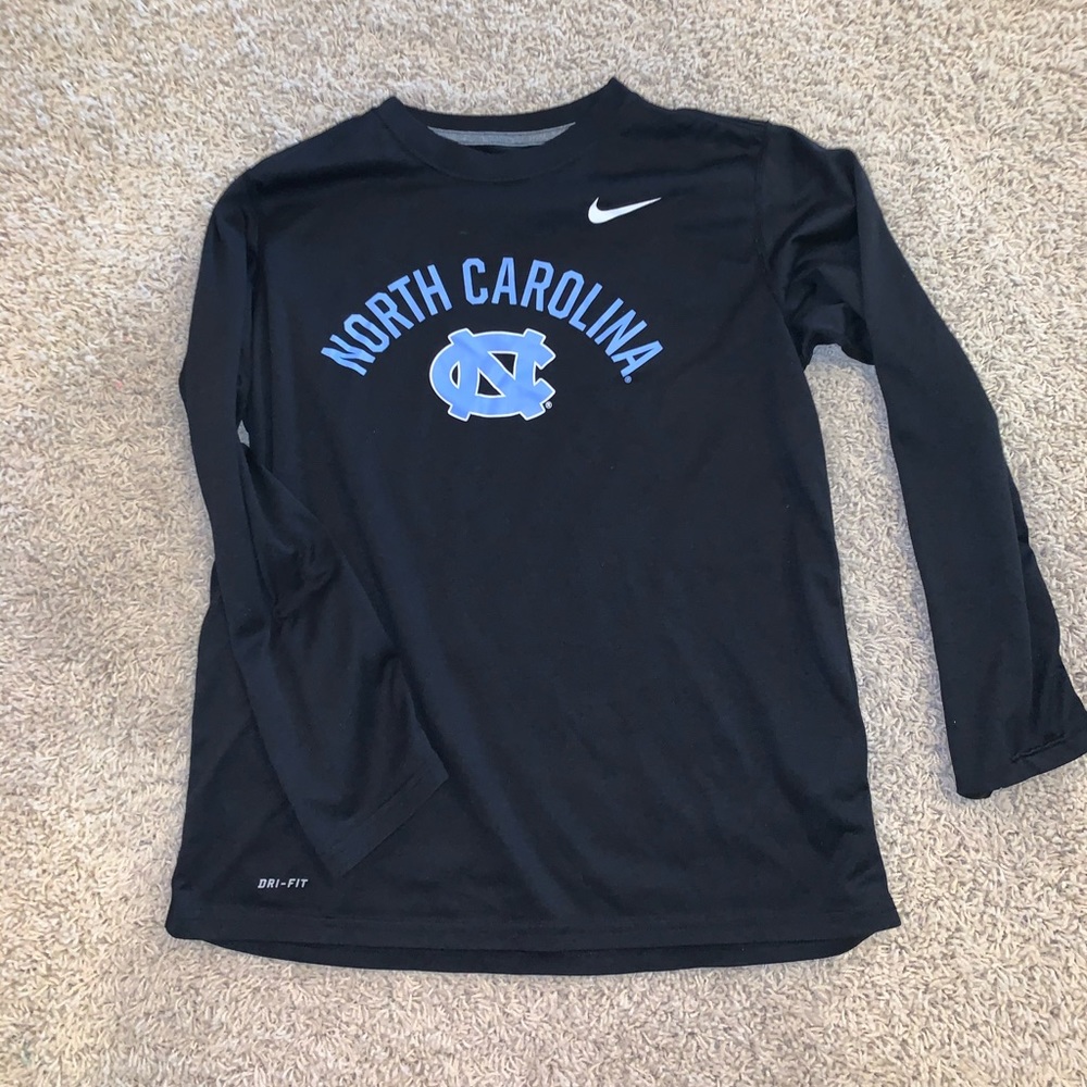 Youth Nike Dry Fit Long Sleeve shirt. UNC